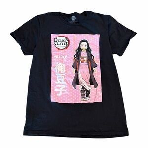 Demon Slayer Nezuko Anime Graphic T-Shirt XS Black Kimetsu No Yaiba Tee